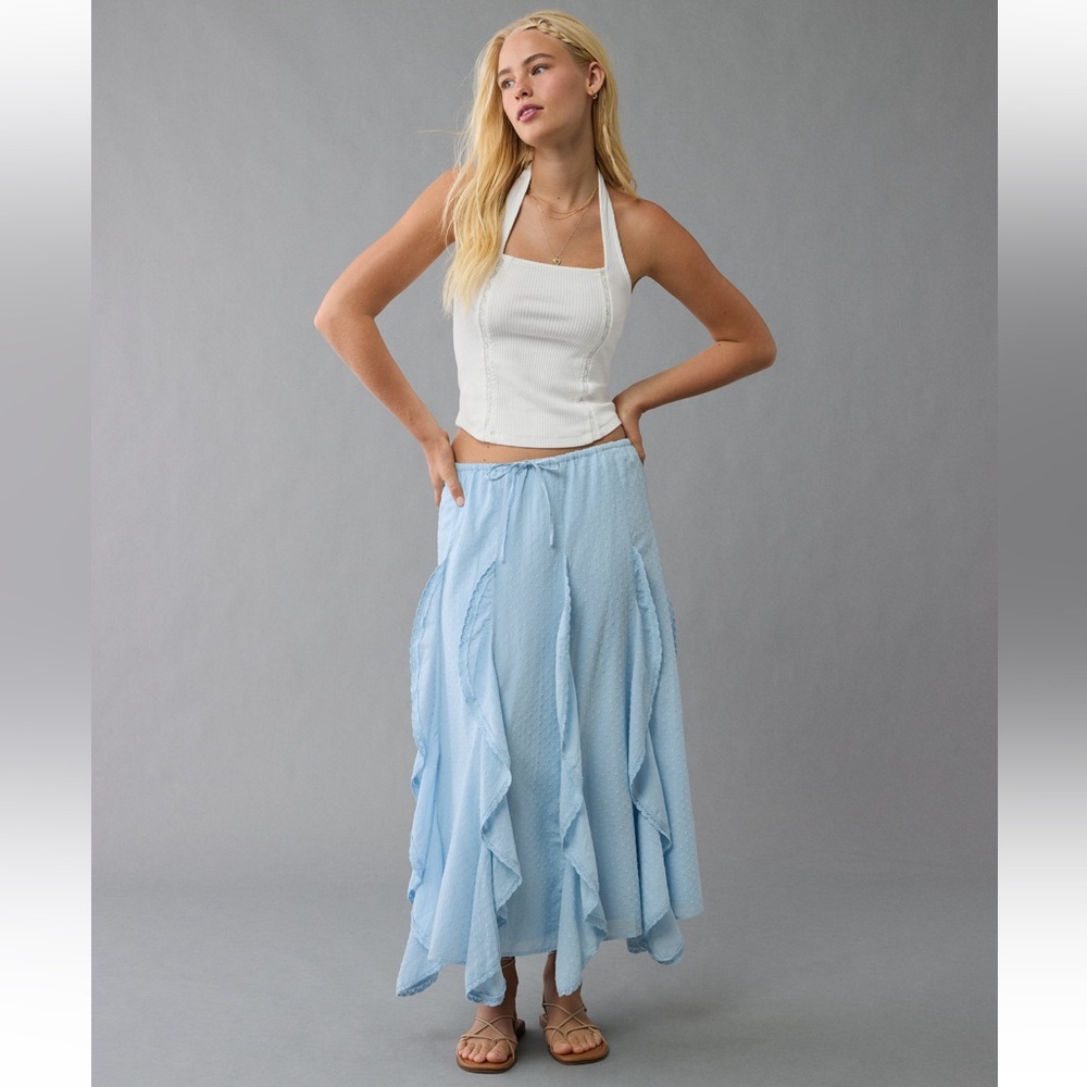 American Eagle High-Waisted Cascade Ruffle
Maxi Skirt